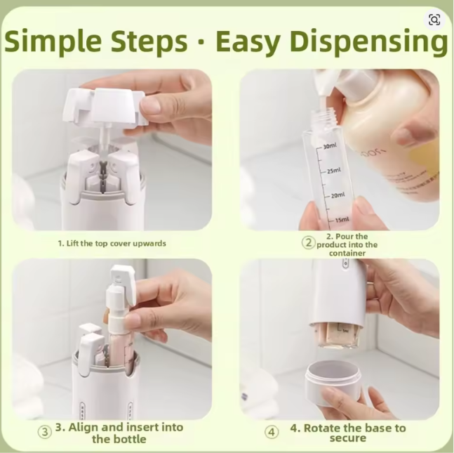 Dispensador Portátil 4 en 1 Sin Fugas, Ligero